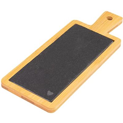 Westmark Plateau de Service/Plaque en Bambou et Ardoise Naturelle, Avec Motifs et Poignée, Rectangulaire, Surface : 23 x 9 cm, Bambou/Ardoise, Tapas + Friends, Brun/Anthracite, 69702241 Westmark Plateau de Service/Plaque en Bambou et Ardoise Naturelle, Avec Motifs et Poignée, Rectangulaire, Surface : 23 x 9 cm, Bambou/Ardoise, Tapas + Friends, Brun/Anthracite, 69702241
