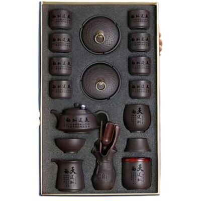 VIDECOR Service à thé Kung Fu fait à la main en argile violette avec théière en céramique Zisha Cadeau de cérémonie du thé chinois, Z VIDECOR Service à thé Kung Fu fait à la main en argile violette avec théière en céramique Zisha Cadeau de cérémonie du thé chinois, Z