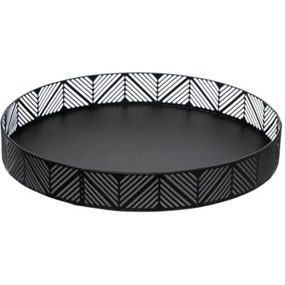 SG Secret de Gourmet Secret de Gourmet Corbeille Plateau en métal Noir Frise D 30 cm SG Secret de Gourmet Secret de Gourmet Corbeille Plateau en métal Noir Frise D 30 cm