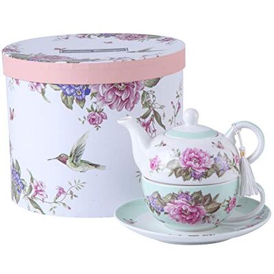 NONE London - Service à Thé pour Une Personne - Porcelaine, Floral, Boîte Cadeau NONE London - Service à Thé pour Une Personne - Porcelaine, Floral, Boîte Cadeau
