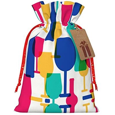ZISHAK Sac cadeau de Noël artistique en toile de jute pour verres à cocktail et bouteilles de vin Pour toutes les occasions ZISHAK Sac cadeau de Noël artistique en toile de jute pour verres à cocktail et bouteilles de vin Pour toutes les occasions