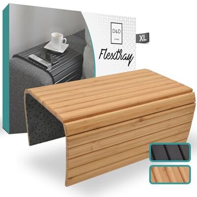 D&D Living Plateau de canapé flexible pour accoudoir en bois naturel Plateau pour canapé, bambou naturel (XL) D&D Living Plateau de canapé flexible pour accoudoir en bois naturel Plateau pour canapé, bambou naturel (XL)