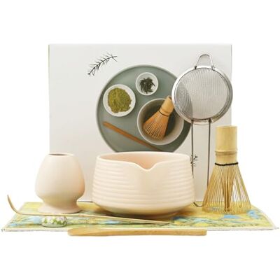 HuhWafee Ensemble à matcha 8 pièces comprenant un balai, un bol en céramique, une tasse, une cuillère, une cuillère, un repose-cuillère, un repose-cuillère, un torchon, un cadeau artisanal pour les HuhWafee Ensemble à matcha 8 pièces comprenant un balai, un bol en céramique, une tasse, une cuillère, une cuillère, un repose-cuillère, un repose-cuillère, un torchon, un cadeau artisanal pour les