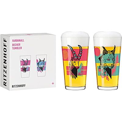 RITZENHOFF 3491003 Lot de 3 gobelets en verre Multicolore 432 ml RITZENHOFF 3491003 Lot de 3 gobelets en verre Multicolore 432 ml