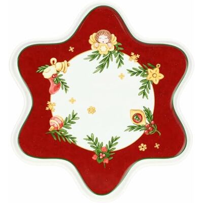 THUN Assiette en forme d'étoile en porcelaine, diamètre 30 cm, collection Surprises de Noël THUN Assiette en forme d'étoile en porcelaine, diamètre 30 cm, collection Surprises de Noël