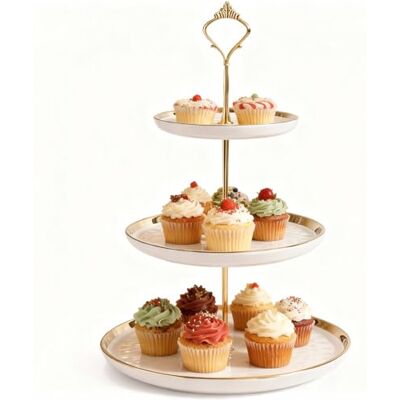 Petsoigné Support Gâteau 3 Étages Céramique Élégant Keramische 3-Tier Cupcake Stand (Blanc) Petsoigné Support Gâteau 3 Étages Céramique Élégant Keramische 3-Tier Cupcake Stand (Blanc)