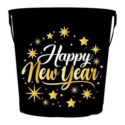 FIESTAS GUIRCA Cube métallique réutilisable Happy New Year (19 x 23 cm) Décoration de table pour fêtes du Nouvel An Idéal pour les fêtes Noir FIESTAS GUIRCA Cube métallique réutilisable Happy New Year (19 x 23 cm) Décoration de table pour fêtes du Nouvel An Idéal pour les fêtes Noir