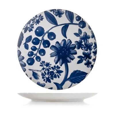 H&H , Lot de 6 assiettes plates Grandiflora en porcelaine bleue décorée, 27 cm Élégance et fonctionnalité pour chaque table H&H , Lot de 6 assiettes plates Grandiflora en porcelaine bleue décorée, 27 cm Élégance et fonctionnalité pour chaque table