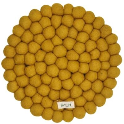 Grült Home Dessous de plat en feutre pour tasses, casseroles, poêles et tasses, feutré à la main au Népal (jaune, cercle, 20 cm) Grült Home Dessous de plat en feutre pour tasses, casseroles, poêles et tasses, feutré à la main au Népal (jaune, cercle, 20 cm)