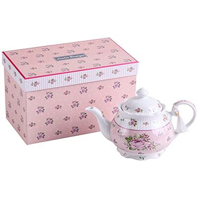 London Boutique Théière en porcelaine avec sucrier et pot à lait style shabby chic vintage floral dans une boîte cadeau (théière rose rose) London Boutique Théière en porcelaine avec sucrier et pot à lait style shabby chic vintage floral dans une boîte cadeau (théière rose rose)