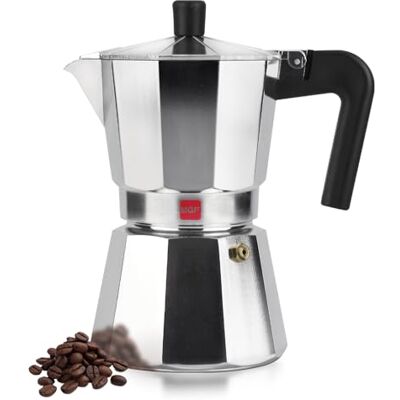 Magefesa Catual Cafetière italienne de 6 tasses, aluminium résistant et léger, tous types de cuisines sauf induction, poignée ergonomique, chaleur uniforme Magefesa Catual Cafetière italienne de 6 tasses, aluminium résistant et léger, tous types de cuisines sauf induction, poignée ergonomique, chaleur uniforme