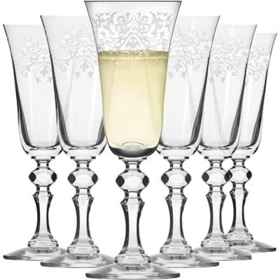Krosno – Flûtes à Champagne et Prosecco 165 ml – Lot de 6 – Collection Krista Deco – Cristal Sans Plomb – Design Classique avec Motif Transparent Krosno – Flûtes à Champagne et Prosecco 165 ml – Lot de 6 – Collection Krista Deco – Cristal Sans Plomb – Design Classique avec Motif Transparent