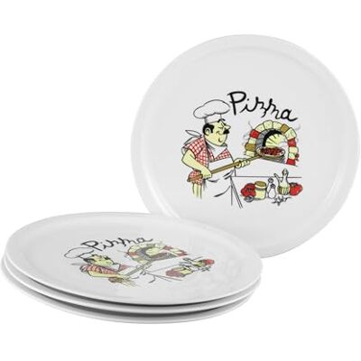 Creatable , 24439 Série Milano Lot de 4 assiettes à pizza en porcelaine pour 4 personnes Passe au lave-vaisselle et au micro-ondes Production de qualité Creatable , 24439 Série Milano Lot de 4 assiettes à pizza en porcelaine pour 4 personnes Passe au lave-vaisselle et au micro-ondes Production de qualité