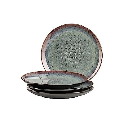 Mäser 935131 Série Teona Lot de 4 assiettes à dessert avec émail réactif vert et marron, lot de 4 assiettes à dessert en céramique en forme de coupe moderne et discrète, grès Mäser 935131 Série Teona Lot de 4 assiettes à dessert avec émail réactif vert et marron, lot de 4 assiettes à dessert en céramique en forme de coupe moderne et discrète, grès