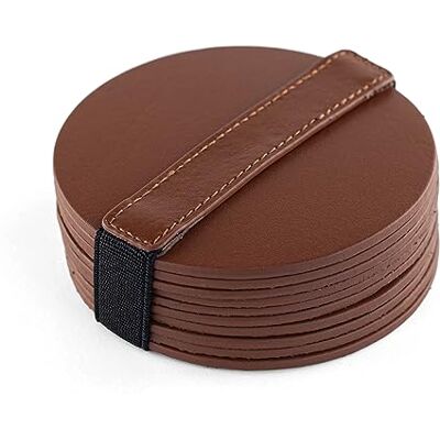 Brute Strength – Sous-verres cuir – Rond – Cognac – 10 pièces Brute Strength – Sous-verres cuir – Rond – Cognac – 10 pièces