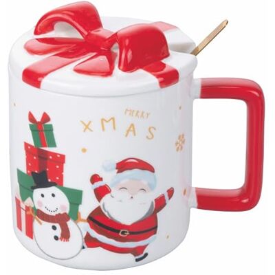 Tivoli Tasse 420 ml en porcelaine, couvercle design arc rouge, cuillère à café en acier inoxydable, XMas Tivoli Tasse 420 ml en porcelaine, couvercle design arc rouge, cuillère à café en acier inoxydable, XMas