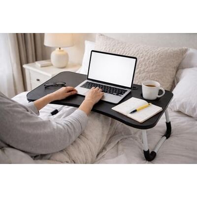 Mojawo Plateau de lit Table d'appoint Plateau de service avec pieds Pliable Pour ordinateur portable Porte-gobelet Mojawo Plateau de lit Table d'appoint Plateau de service avec pieds Pliable Pour ordinateur portable Porte-gobelet
