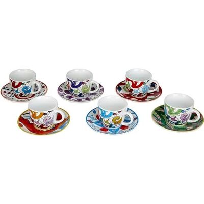 Ensemble de Tasses à Café Excelsa Lisbona - 6 Tasses en Porcelaine avec Sous-tasses Ensemble de Tasses à Café Excelsa Lisbona - 6 Tasses en Porcelaine avec Sous-tasses
