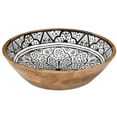 HOME DECO FACTORY , KA0568 Black Dune Mango Wood Salad Bowl, design moderne et élégant, idéal pour les salades, les fruits et les décorations, facile à entretenir, diamètre 28 cm, marron, blanc, HOME DECO FACTORY , KA0568 Black Dune Mango Wood Salad Bowl, design moderne et élégant, idéal pour les salades, les fruits et les décorations, facile à entretenir, diamètre 28 cm, marron, blanc,