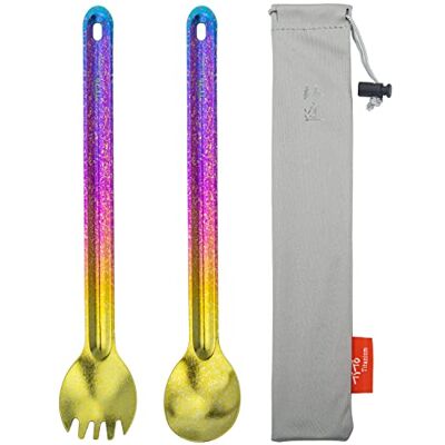 TiTo Titanium Cuillère et Fourchette à Long Manche Ultra Léger et Portable Titane Spork Cuillère Couverts avec Sac pour Camping Randonnée Pique-Nique Ustensiles Cuisine(Spork Box Package) TiTo Titanium Cuillère et Fourchette à Long Manche Ultra Léger et Portable Titane Spork Cuillère Couverts avec Sac pour Camping Randonnée Pique-Nique Ustensiles Cuisine(Spork Box Package)