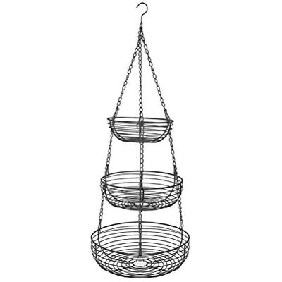 TYTOGE Corbeille à fruits suspendue à 3 étages Panier en fer à suspendre avec crochet Pour cuisine TYTOGE Corbeille à fruits suspendue à 3 étages Panier en fer à suspendre avec crochet Pour cuisine