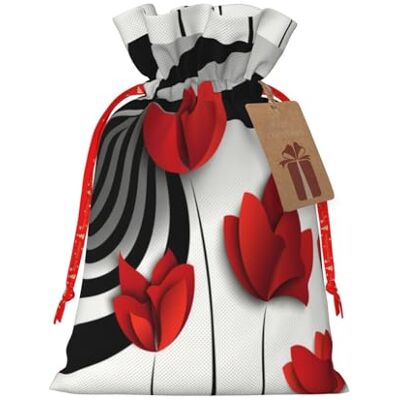 AMINNU Sacs à bonbons de Noël en forme de fleur rouge, avec étiquettes, réutilisables, utilisés pour les emballages de vacances, les fêtes de Noël AMINNU Sacs à bonbons de Noël en forme de fleur rouge, avec étiquettes, réutilisables, utilisés pour les emballages de vacances, les fêtes de Noël