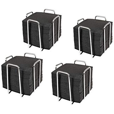Hostelnovo Set de 4 serviettes de table avec 200 pièces de serviettes de cocktail 10 x 10 cm Porte-serviettes en acier inoxydable résistant Serviettes couleur noire, papier jetable Hostelnovo Set de 4 serviettes de table avec 200 pièces de serviettes de cocktail 10 x 10 cm Porte-serviettes en acier inoxydable résistant Serviettes couleur noire, papier jetable