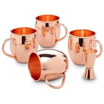 ECHTWERK Moscow Mule Set de 5 gobelets en cuivre en acier inoxydable composé de 4 gobelets en cuivre 500 ml et 1 gobelet doseur 2 cl / 4 cl ECHTWERK Moscow Mule Set de 5 gobelets en cuivre en acier inoxydable composé de 4 gobelets en cuivre 500 ml et 1 gobelet doseur 2 cl / 4 cl