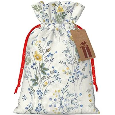 FRESQA Sacs de cadeau de Noël réutilisables avec motif floral de roses bleues de Noël, sacs de bonbons de Noël pour les cadeaux, fête de Noël, vacances FRESQA Sacs de cadeau de Noël réutilisables avec motif floral de roses bleues de Noël, sacs de bonbons de Noël pour les cadeaux, fête de Noël, vacances