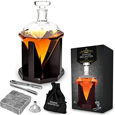 mikamax Carafe à décanter diamant Whisky 850 ml Fait à la main mikamax Carafe à décanter diamant Whisky 850 ml Fait à la main