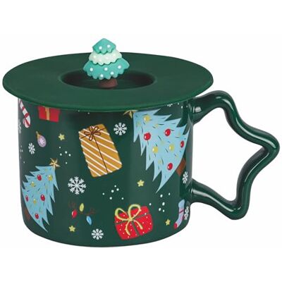 Tivoli Tasse 280 ml en porcelaine New Bone China, couvercle en silicone, XMas Tivoli Tasse 280 ml en porcelaine New Bone China, couvercle en silicone, XMas