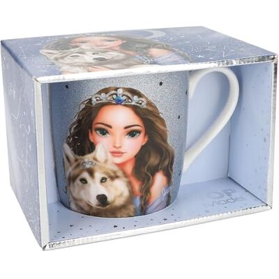 Depesche 13066 TOPModel Wolf Tasse en Blanc avec Motif Modèle et Impression Bleu Scintillant, Tasse en Porcelaine avec anse, Capacité env. 300 ml Depesche 13066 TOPModel Wolf Tasse en Blanc avec Motif Modèle et Impression Bleu Scintillant, Tasse en Porcelaine avec anse, Capacité env. 300 ml