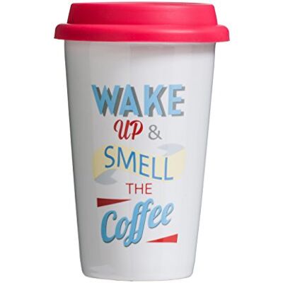 Premier Wake Up Mug isotherme de voyage avec bouchon, porcelaine/silicone, multicolore, 330 ml Premier Wake Up Mug isotherme de voyage avec bouchon, porcelaine/silicone, multicolore, 330 ml