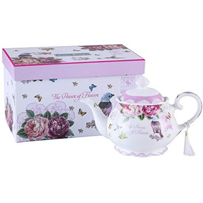 London Boutique Théière, pot à lait, sucrier en porcelaine anglaise vintage, cadeau pour elle, 1300 ml (théière oiseau, rose, papillon) London Boutique Théière, pot à lait, sucrier en porcelaine anglaise vintage, cadeau pour elle, 1300 ml (théière oiseau, rose, papillon)