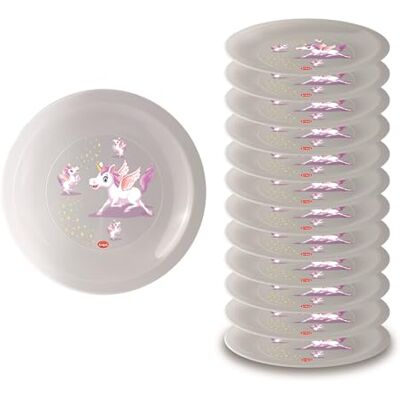 Snips Lot de 12 assiettes motif licorne, Ø 23,5 cm, Assiette plate, Fabriqué en Italie Snips Lot de 12 assiettes motif licorne, Ø 23,5 cm, Assiette plate, Fabriqué en Italie