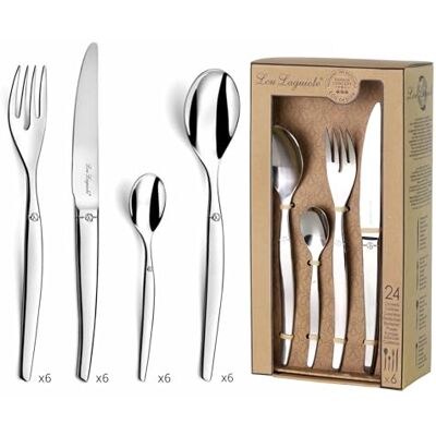 Lou Laguiole Ménagère 24 couverts de table pour 6 personnes Jet Acier inoxydable 18/0, Finition Brillante Lou Laguiole Ménagère 24 couverts de table pour 6 personnes Jet Acier inoxydable 18/0, Finition Brillante