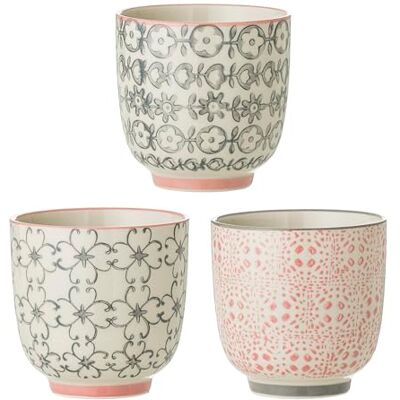 Bloomingville Petites tasses à café Cécile, Rose et Gris, 3 pièces Bloomingville Petites tasses à café Cécile, Rose et Gris, 3 pièces