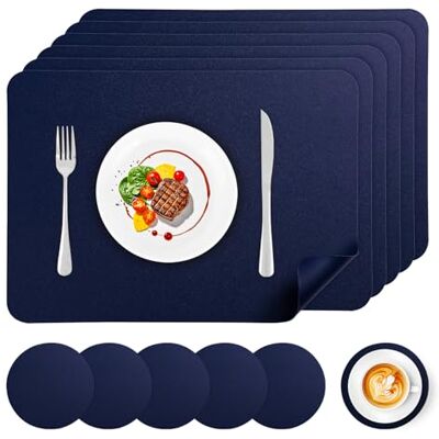 APLKER Set de Table Lavable et Dessous de Verre Lot de 6 Sets de Table Dessous de Table Simili Cuir Set de Table Exterieur été et Sous Plat de Table pour Cuisine Restaurant Hôtel 43 × 30 CM Marron APLKER Set de Table Lavable et Dessous de Verre Lot de 6 Sets de Table Dessous de Table Simili Cuir Set de Table Exterieur été et Sous Plat de Table pour Cuisine Restaurant Hôtel 43 × 30 CM Marron