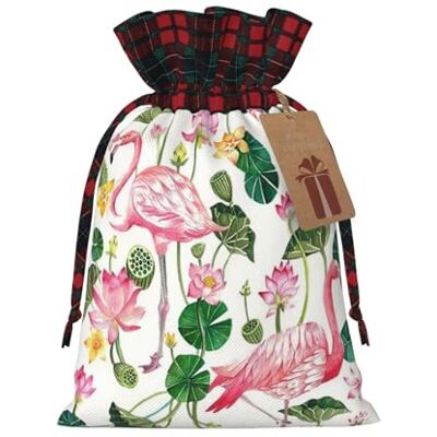 VANANI Sacs à bonbons de Noël ronds en forme de flamant rose, avec étiquettes, réutilisables, utilisés pour les emballages de vacances, les fêtes de Noël. VANANI Sacs à bonbons de Noël ronds en forme de flamant rose, avec étiquettes, réutilisables, utilisés pour les emballages de vacances, les fêtes de Noël.