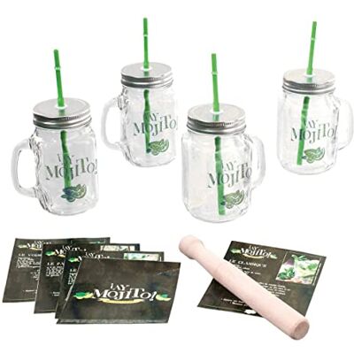SG Secret de Gourmet COFFRET MOJITO 9 PIECES CHOPPES PAILLES PILON RECETTES COCKTAIL SOIREE SG Secret de Gourmet COFFRET MOJITO 9 PIECES CHOPPES PAILLES PILON RECETTES COCKTAIL SOIREE