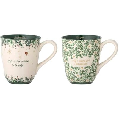 Bloomingville Grazia Lot de 2 mugs en grès Vert 9 x 10 cm 300 ml Bloomingville Grazia Lot de 2 mugs en grès Vert 9 x 10 cm 300 ml