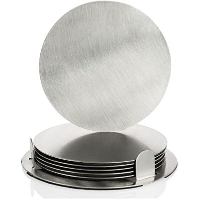 com-four ® 7 pièces Ensemble de sous-verres support, sous-verres en acier sous-verres ronds en acier argenté com-four ® 7 pièces Ensemble de sous-verres support, sous-verres en acier sous-verres ronds en acier argenté