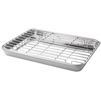 Plat à four avec grille Lacor - Acier inoxydable 23,5x17,5cm Plat à four avec grille Lacor - Acier inoxydable 23,5x17,5cm