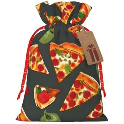 Muflvdx Sacs à cordon de serrage avec motif pizza, sacs cadeaux réutilisables, faciles à emballer, pour les anniversaires, les vacances, les sacs de Noël, Noir , 1 count (Pack of 1) Muflvdx Sacs à cordon de serrage avec motif pizza, sacs cadeaux réutilisables, faciles à emballer, pour les anniversaires, les vacances, les sacs de Noël, Noir , 1 count (Pack of 1)