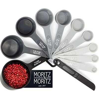 Moritz & Moritz Lot de 11 cuillères doseuses 1/4 TSP à 1 tasse – Empilables – Gobelets doseurs et cuillères de mesure 1,25 à 240 ml avec règle – Pour cuisiner et cuire avec des enfants (noir) Moritz & Moritz Lot de 11 cuillères doseuses 1/4 TSP à 1 tasse – Empilables – Gobelets doseurs et cuillères de mesure 1,25 à 240 ml avec règle – Pour cuisiner et cuire avec des enfants (noir)