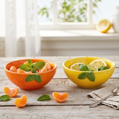 levandeo Lot de 2 bols à sauce Diamètre : 10 cm 150 ml Citron orange En céramique Pour collation, dessert, collation, décoration de table levandeo Lot de 2 bols à sauce Diamètre : 10 cm 150 ml Citron orange En céramique Pour collation, dessert, collation, décoration de table