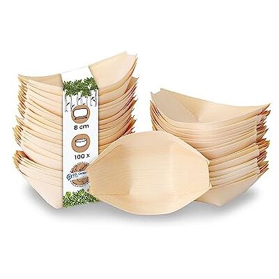 GREENBOX Lot de 100 bols en bois de pin I Vaisselle jetable bio durable et compostable I Bol à collation pour amuse-bouches, saucisses au curry, frites, sushis, bols de service, plats froids et chauds GREENBOX Lot de 100 bols en bois de pin I Vaisselle jetable bio durable et compostable I Bol à collation pour amuse-bouches, saucisses au curry, frites, sushis, bols de service, plats froids et chauds