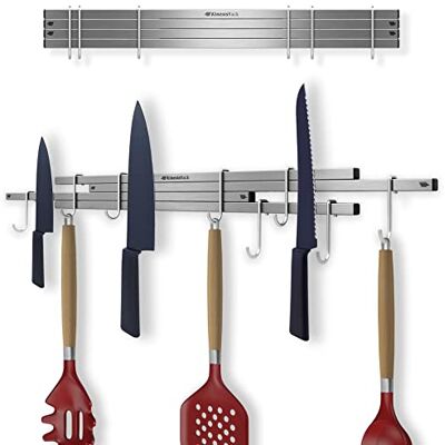 KINESISRACK Porte-couteaux magnétique pour mur 40,6 cm jusqu'à 76,2 cm étendu. Nouvelle génération de support magnétique pour couteaux avec 10 crochets, organisateur d'ustensiles de cuisine. 4 aimants KINESISRACK Porte-couteaux magnétique pour mur 40,6 cm jusqu'à 76,2 cm étendu. Nouvelle génération de support magnétique pour couteaux avec 10 crochets, organisateur d'ustensiles de cuisine. 4 aimants