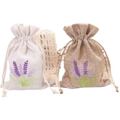 XYBYSWD Lot de 10 sacs en toile de jute avec cordon de serrage brodés lavande, réutilisables, portables, sacs cadeaux en jute, pochette de rangement pour maquillage (couleur : lavande blanche) XYBYSWD Lot de 10 sacs en toile de jute avec cordon de serrage brodés lavande, réutilisables, portables, sacs cadeaux en jute, pochette de rangement pour maquillage (couleur : lavande blanche)