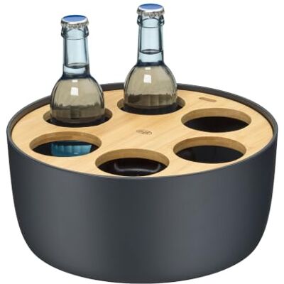 ALFI CIRCLE Rafraîchisseur pour 6 bouteilles jusqu'à 0,50 l, bambou Refroidisseur de boissons avec bloc réfrigérant, refroidissement actif pour réunions et conférences, plastique avec couvercle ALFI CIRCLE Rafraîchisseur pour 6 bouteilles jusqu'à 0,50 l, bambou Refroidisseur de boissons avec bloc réfrigérant, refroidissement actif pour réunions et conférences, plastique avec couvercle